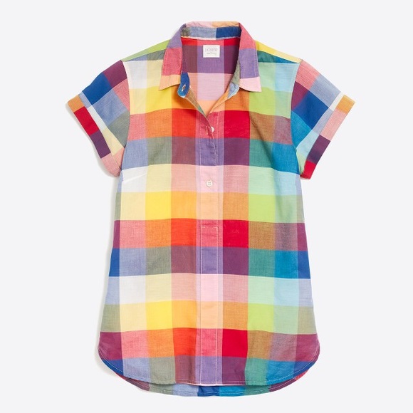J. Crew Factory Tops - J. Crew mixed gingham factory shirt S NWOT